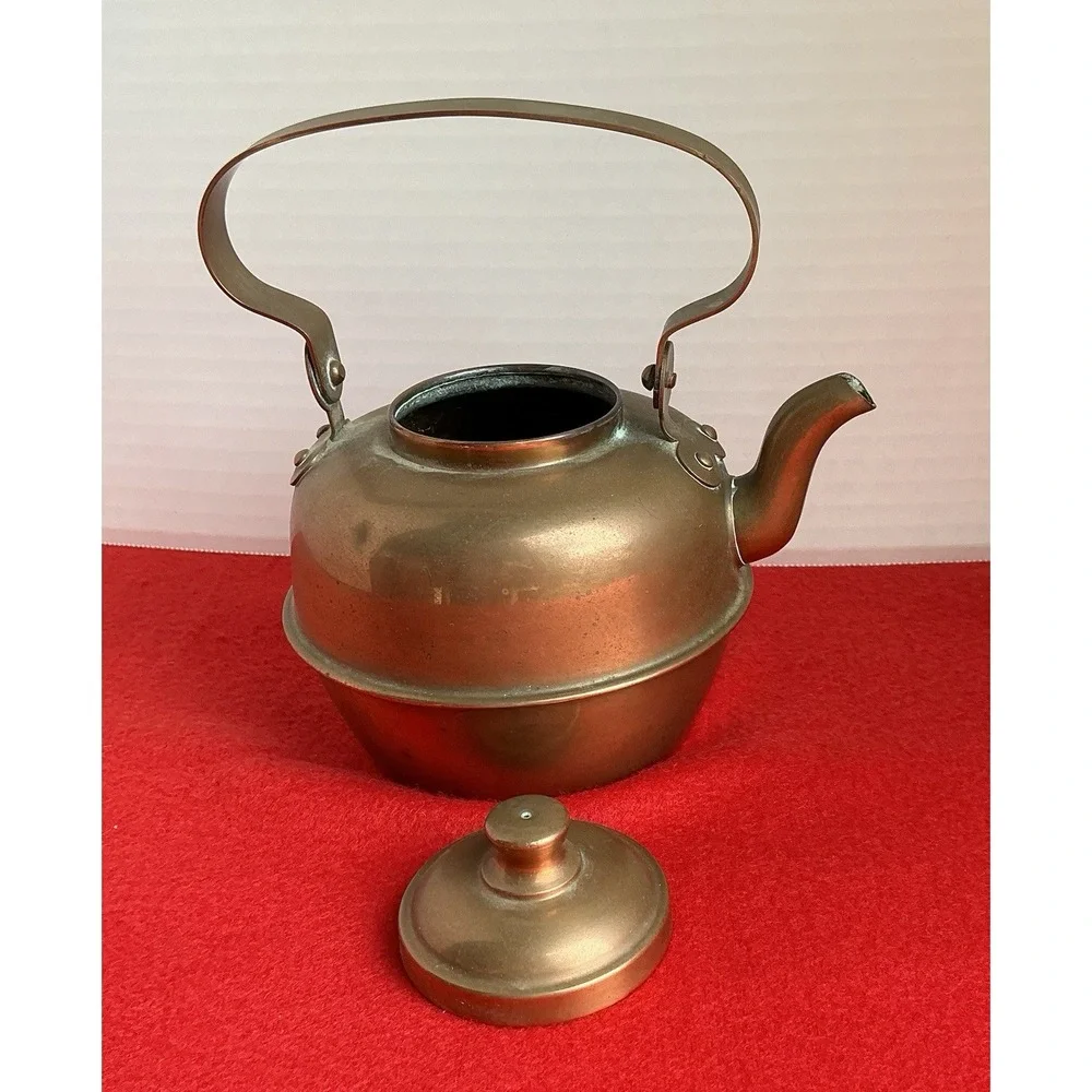 Vintage Miniature Copper Teapot Kettle with Handle | Collectible Decor 4.5